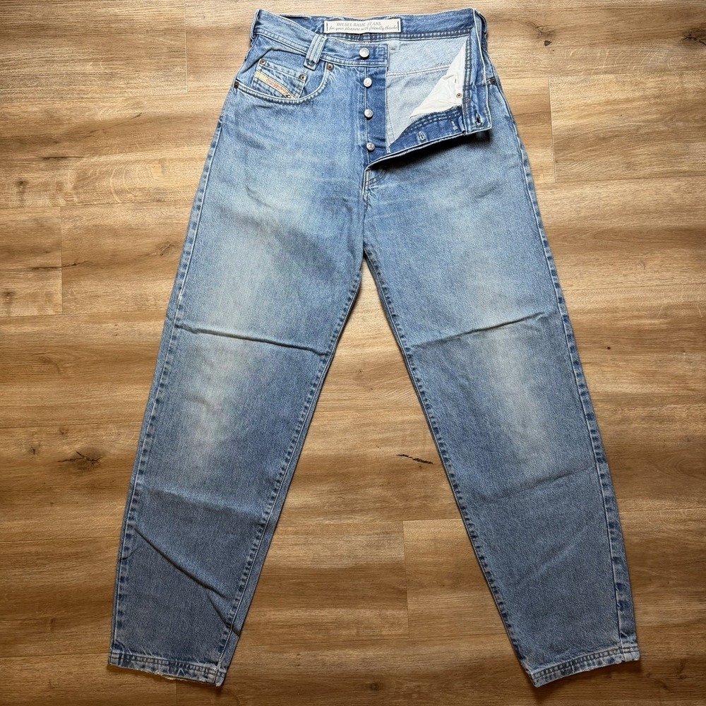 Vintage Diesel Saddle Jeans Men 30x32 Blue Loose Tapered Western Made Italy Y2K